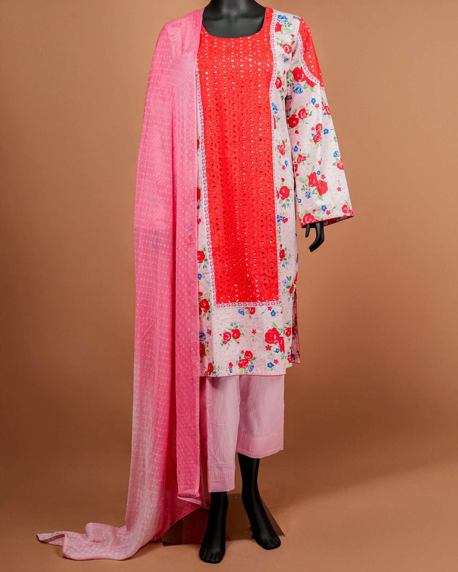 Rosy Hue Red Panel Suit